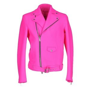 Biker jacket from DSQUARED2. Fuchsia,Made in Italy